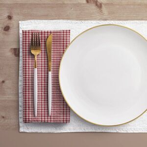 NWT Porter Anna- Crimson & Cream  Cotton Napkin 4-set, Tweed